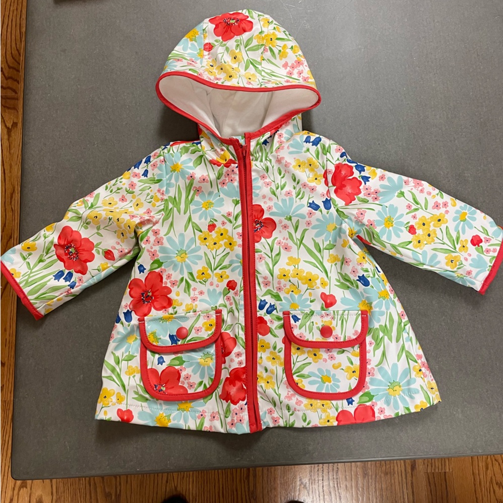 Little Me girls floral raincoat